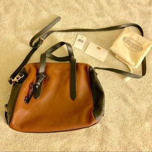 Fossil Sydney Satchel in Brown/Black